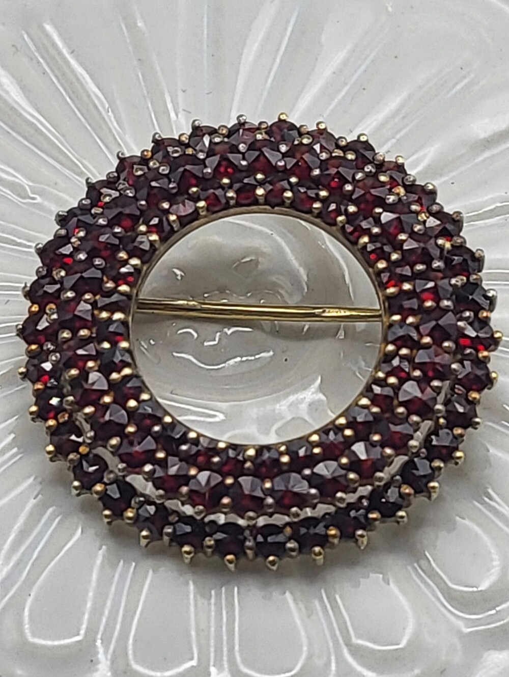 Bohemian Garnet Cluster .900 Silver Victorian 1800's Era Czech Republic Circle
